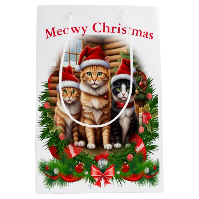 Sacola Para Presentes Média Animais de Natal (Frente)