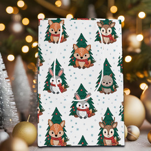 Sacola Para Presentes Média Animais Florestais Fofos Flocos de Neve
