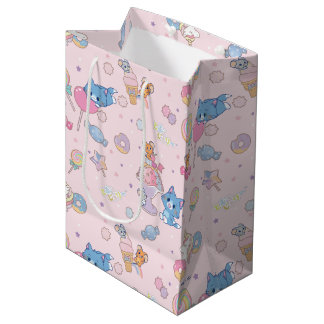 Sacola Para Presentes Média Anime o Tom, o Jerry e o padrão Tuffy Candyland