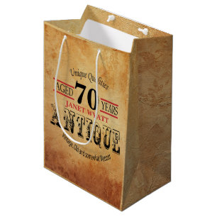 Sacola Para Presentes Média Aniversário antigo do 70 do marco miliário