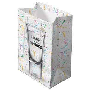 Sacola Para Presentes Média Aniversário Atirou Vidro Em Confetti