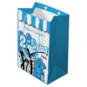 Sacola Para Presentes Média Aniversário azul do elefante de Little Boy ò