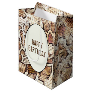 Sacola Para Presentes Média Aniversário Cobra da Pele Impressão de Pele Saco