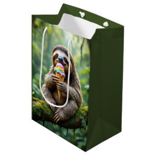 Sacola Para Presentes Média Aniversário com Sorvete Arco-Íris