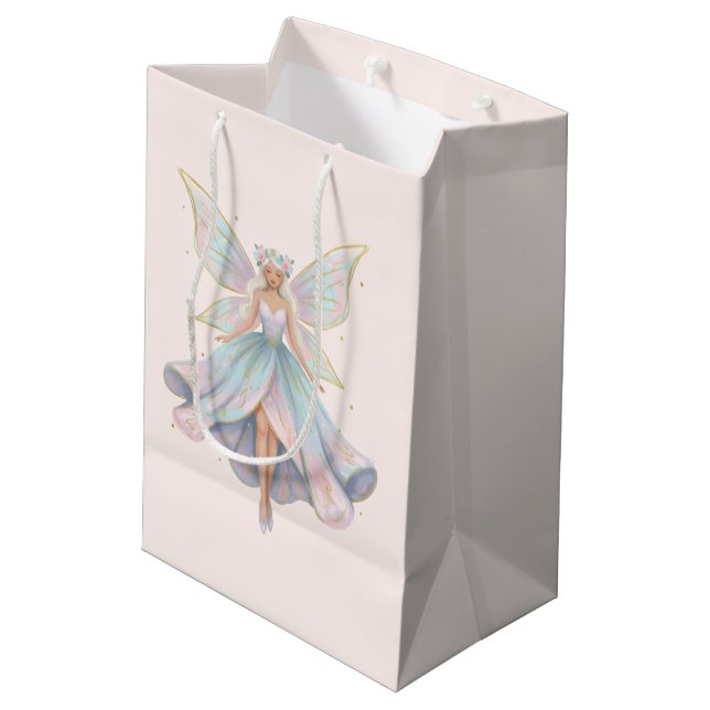 Sacola Para Presentes Média Aniversário Cores Pastéis Fada Anjo Mágico (Verso inclinado)