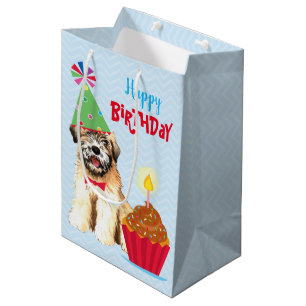 Sacola Para Presentes Média Aniversário Cupcake Wheaten Terrier Medium Gift Ba