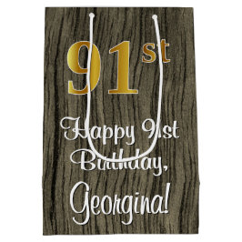 Sacola Para Presentes Média Aniversário da rua: Elegante Faux Dourado Look #, 