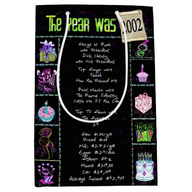 Sacola Para Presentes Média Aniversário de 2002 (Frente)