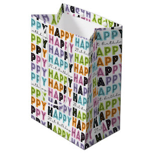 Sacola Para Presentes Média aniversário de 21 anos Colorir bloco e tipo de scr