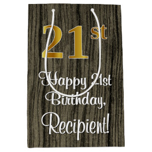 Sacola Para Presentes Média Aniversário de 21 anos: Elegante com aparência de