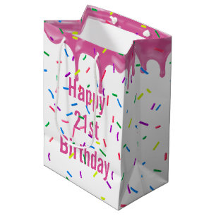 Sacola Para Presentes Média aniversário de 21 anos Sprinkkles em arco cor-de-