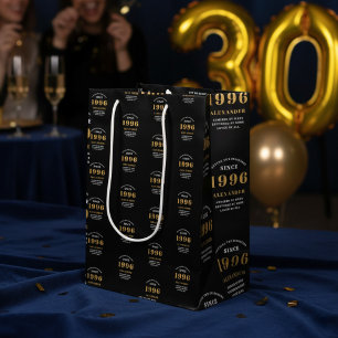 Sacola Para Presentes Média Aniversário de 30 anos 1996 Preto Dourado Chique E