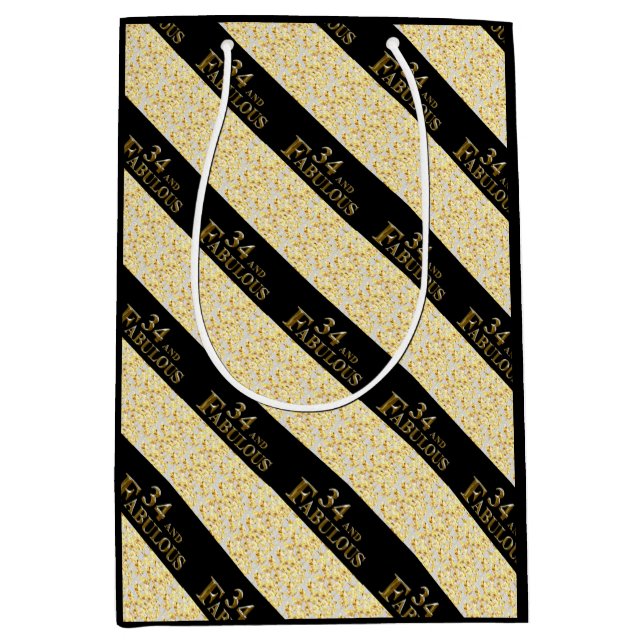 Sacola Para Presentes Média Aniversário de 34 anos (Frente)