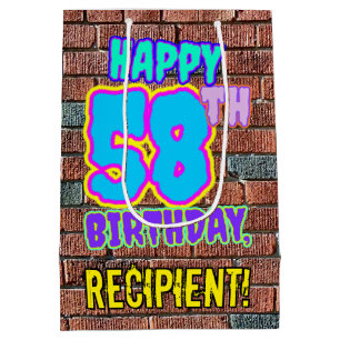 Sacola Para Presentes Média Aniversário de 58 anos: Visual Divertido e Urbano