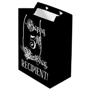 Sacola Para Presentes Média Aniversário de 5: Rico, Script Elegante + Nome Pe