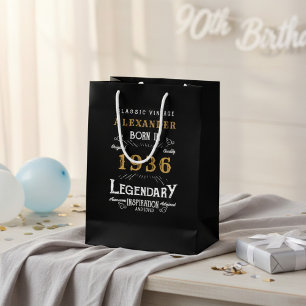 Sacola Para Presentes Média Aniversário de 90 anos 1936 Adicionar Nome Lenda P