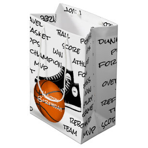Sacola Para Presentes Média Aniversário de Basquete e Criador