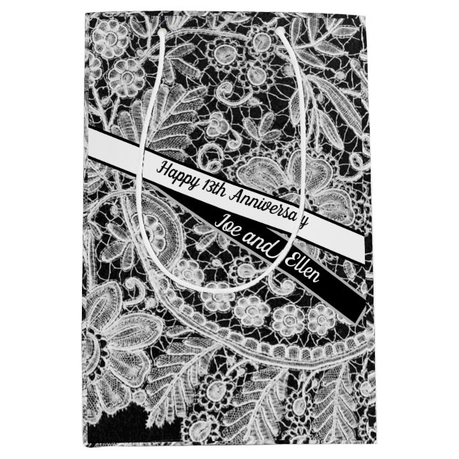Sacola Para Presentes Média Aniversário de Casamento de 13, Aniversário de Lac (Frente)