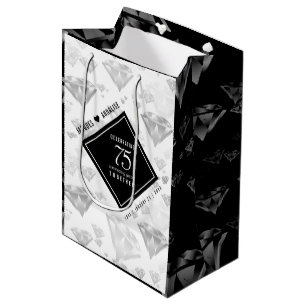 Sacola Para Presentes Média Aniversário de Casamento de Diamante Elegante 75