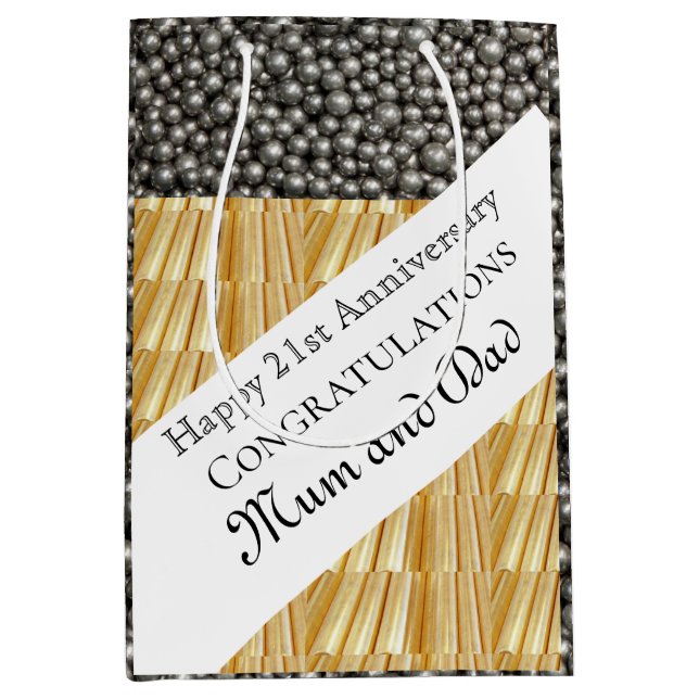 Sacola Para Presentes Média Aniversário de Casamento de ruas (Frente)