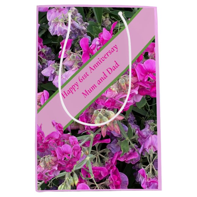 Sacola Para Presentes Média Aniversário de Casamento de ruas (Frente)