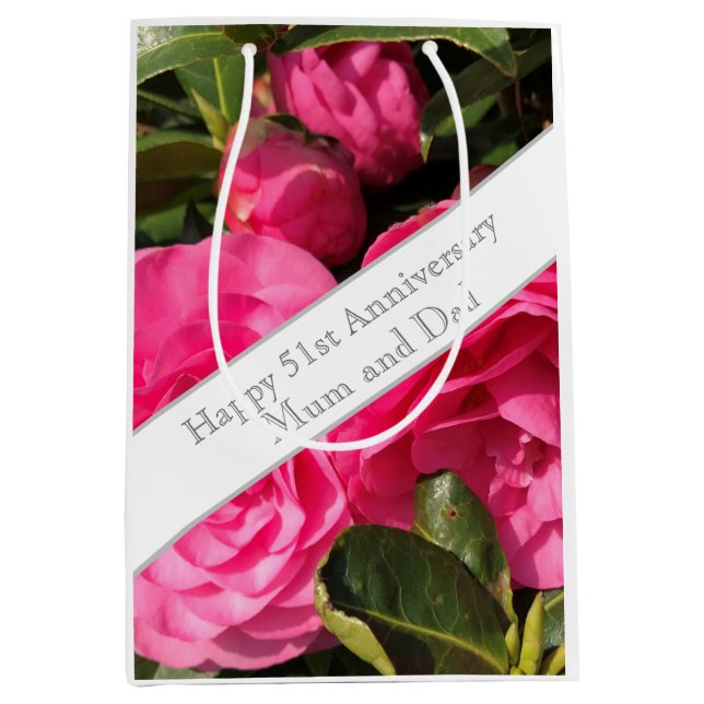 Sacola Para Presentes Média Aniversário de Casamento de ruas (Frente)