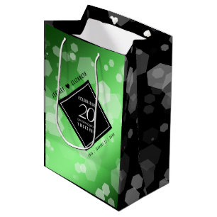 Sacola Para Presentes Média Aniversário de Casamento Elegante 20 Emerald