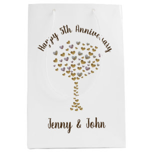 Sacola Para Presentes Média Aniversário de casamento personalizado da 5