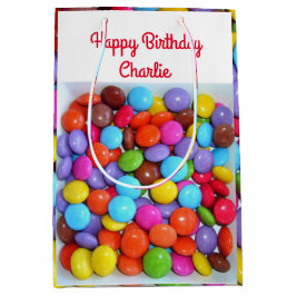 Sacola Para Presentes Média Aniversário de criança de doce colorido