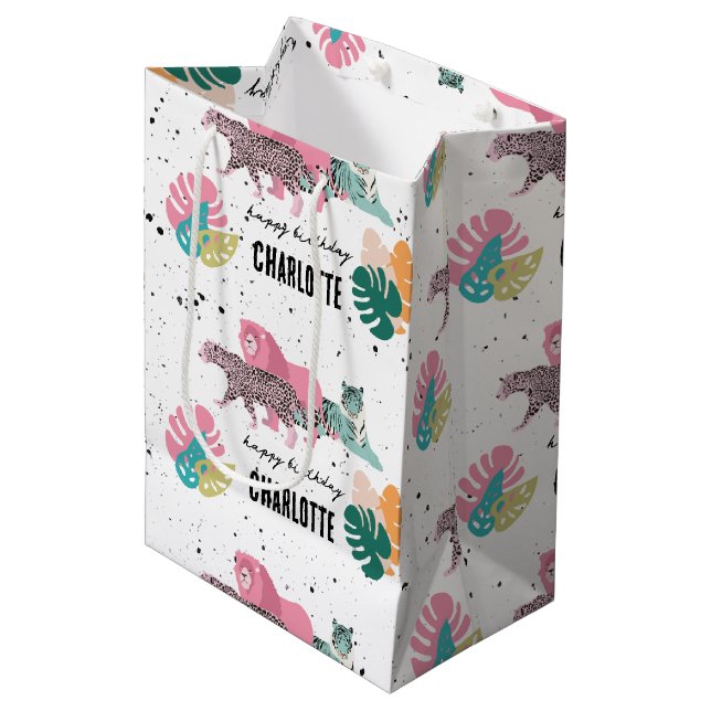 Sacola Para Presentes Média Aniversário de criança Selvagem de Festas de anive (Frente inclinada)