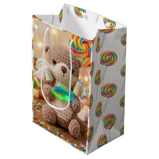 Sacola Para Presentes Média Aniversário de Lontra Fofa e Peixe Gummi