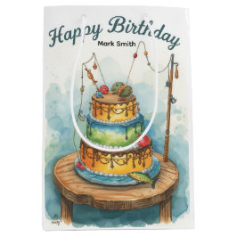 Sacola Para Presentes Média Aniversário de pesca, temido viciado em diversão