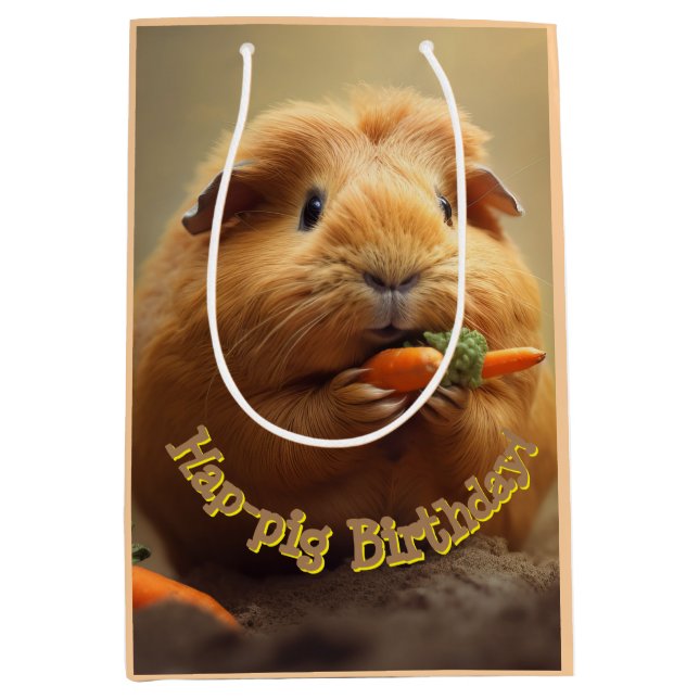 Sacola Para Presentes Média Aniversário de porco! (Frente)