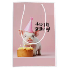 Sacola Para Presentes Média Aniversário de porco!