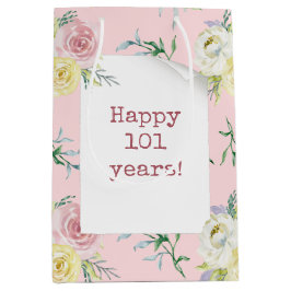 Sacola Para Presentes Média Aniversário de Rosas de Aquarela 101ruas