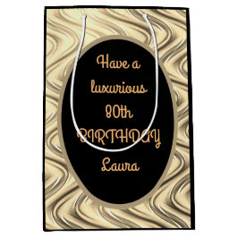 Sacola Para Presentes Média Aniversário do 80 personalizado de luxo Dourado e 