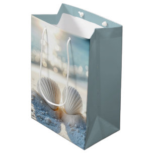Sacola Para Presentes Média Aniversário do Cais na Areia Branca