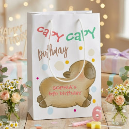 Sacola Para Presentes Média Aniversário do capivara Capy