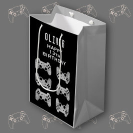 Sacola Para Presentes Média Aniversário do Controlador de Jogos de Vídeo Gamer