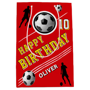 Sacola Para Presentes Média Aniversário do Jogador de Futebol Moderno