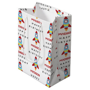 Sacola Para Presentes Média Aniversário do Nome Personalizado de Lançamento do