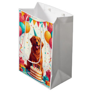 Sacola Para Presentes Média Aniversário do Retriever de Tolling de Pato da Nov