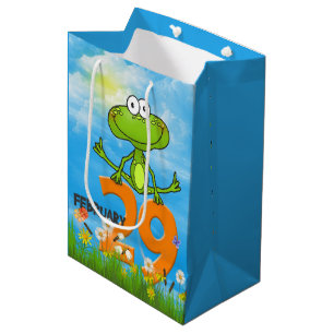 Sacola Para Presentes Média Aniversário do Sapo Verde do Ano Leap