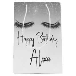Sacola Para Presentes Média Aniversário Eyelashes com Glitter