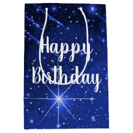 Sacola Para Presentes Média Aniversário Galáxia Estrela de Azul