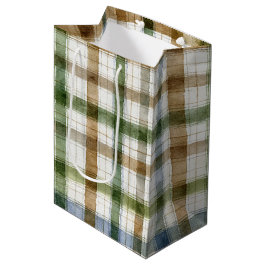 Sacola Para Presentes Média Aniversário Listras Verde Marrom Azul