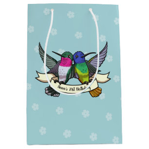 Sacola Para Presentes Média Aniversário Muda O Nome Colorida Hummingbird