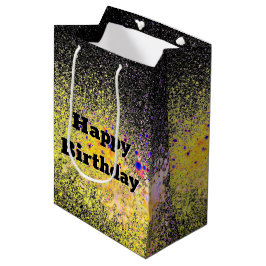 Sacola Para Presentes Média Aniversário Paint Spray Abstrato