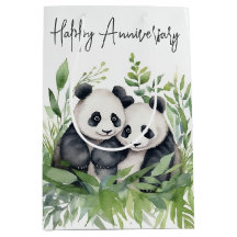 Aniversário Panda Bears Em Folhas