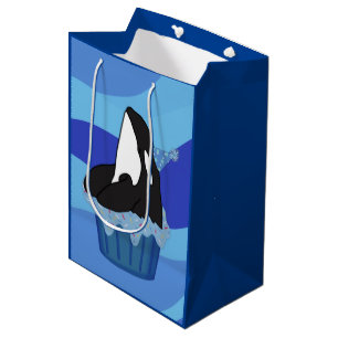 Sacola Para Presentes Média Aniversário Personável da Baleia Assassina Orca